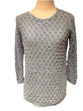 Dana Buchman Women's Crochet Sweater Size S Powder Blue Open Weave Cottagecore